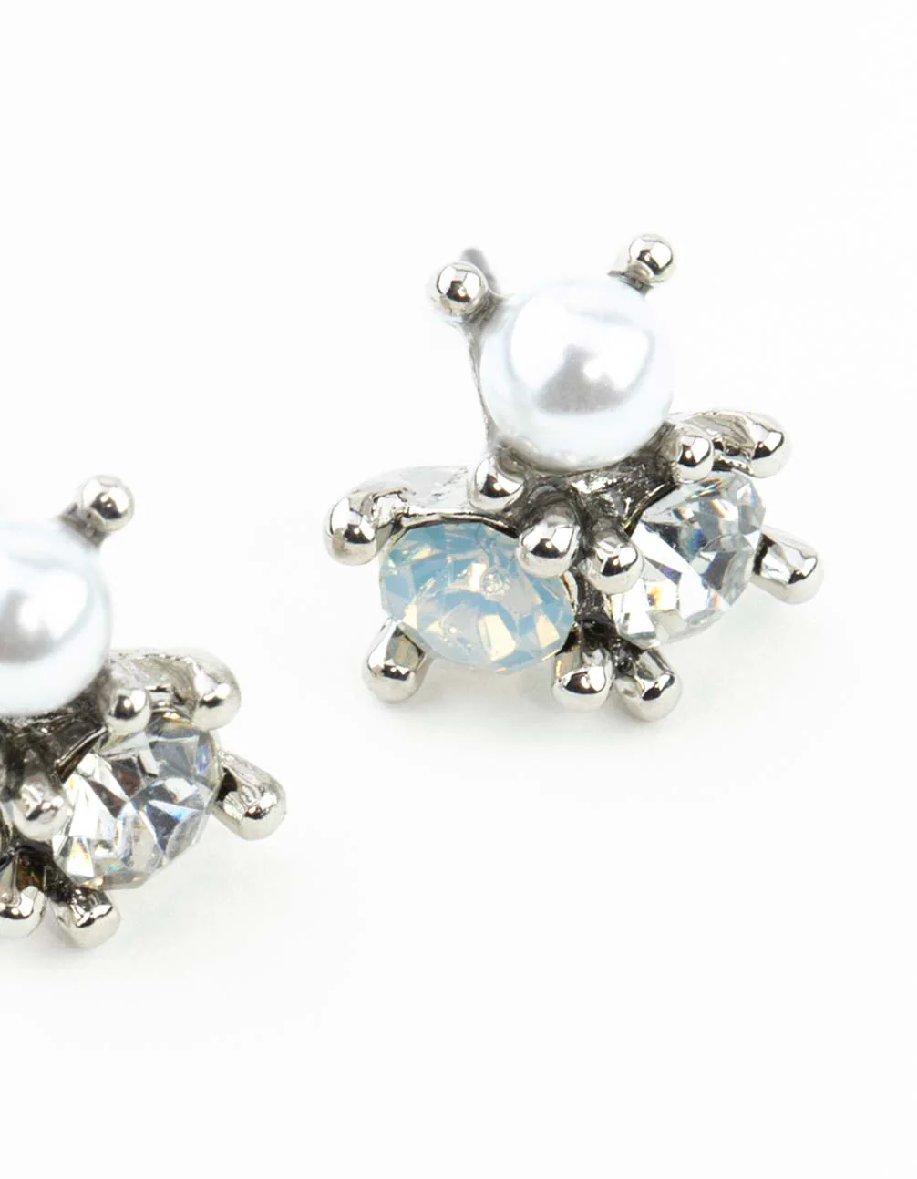 Silver Stone & Pearl Cluster Earrings - Image 3