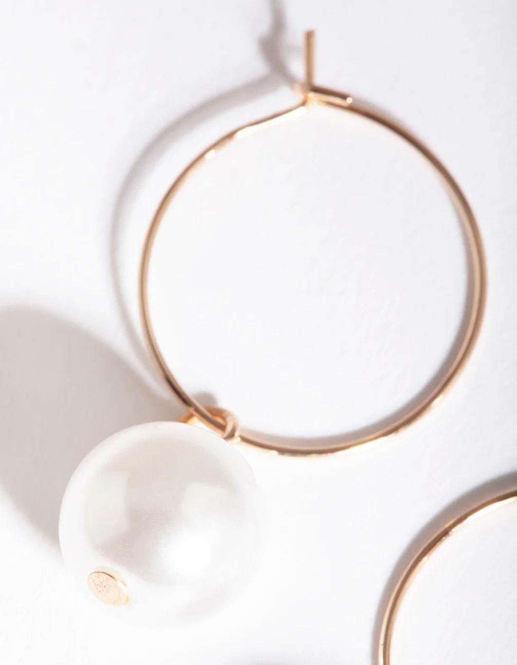 Gold Large Pearl Hoop Earrings - Image 2