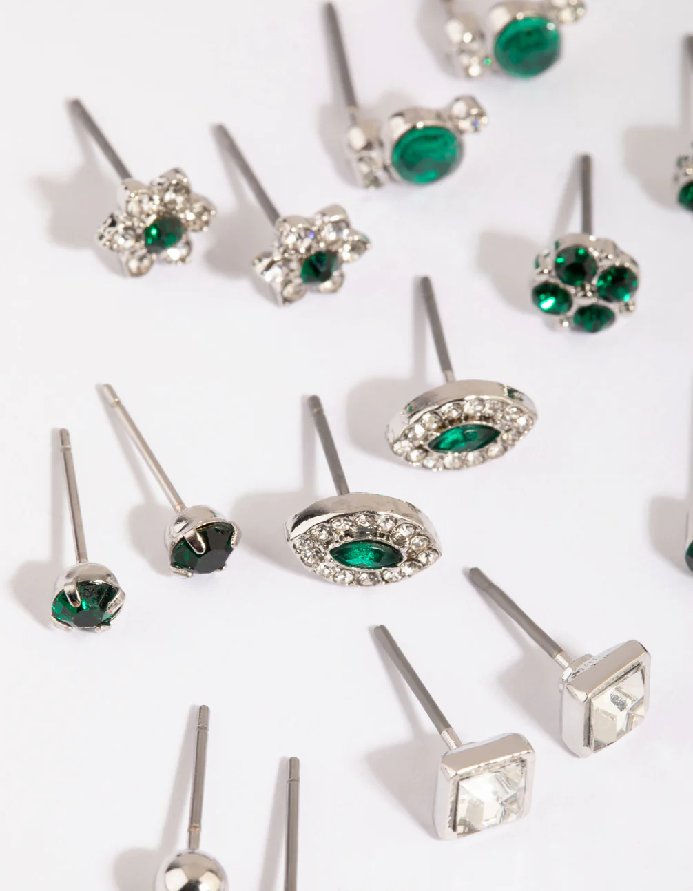 Silver Crystal Flower Stud Earring 12-Pack - Image 2