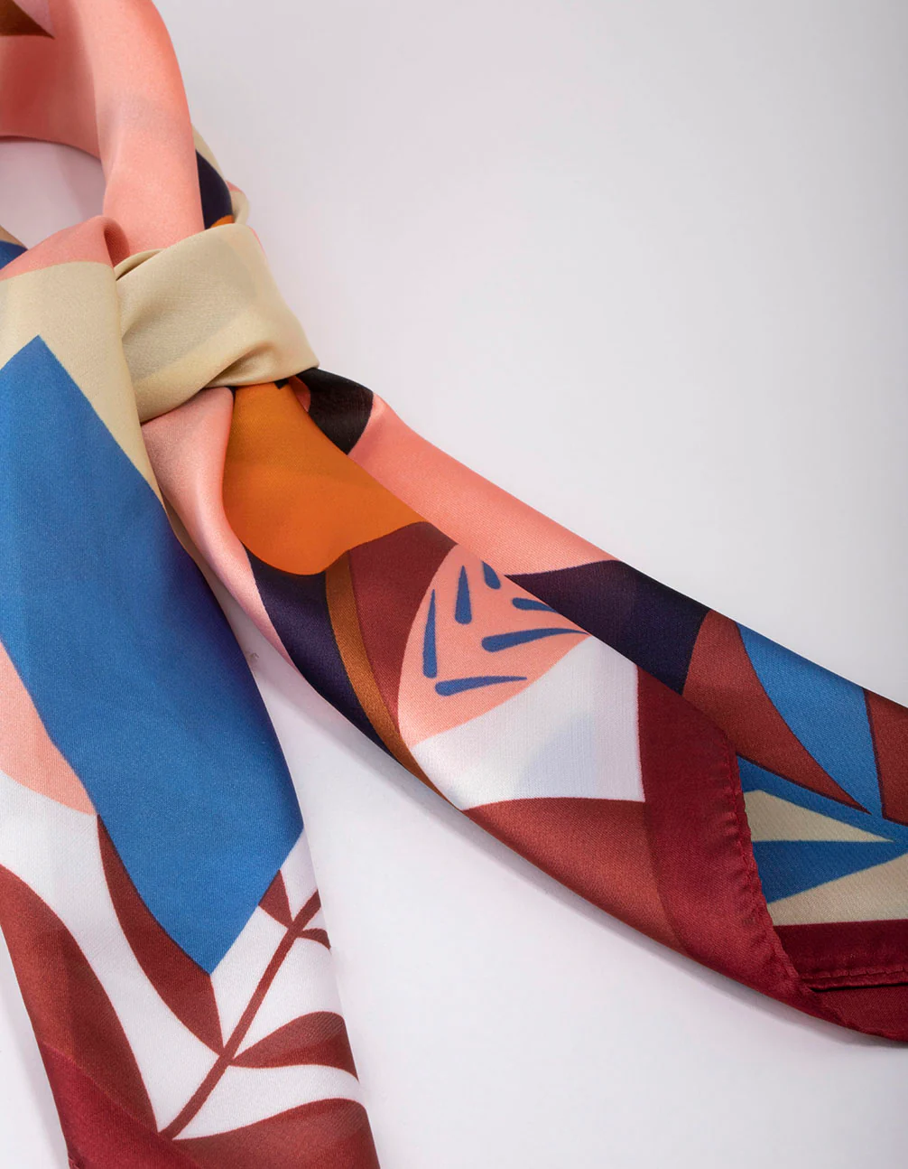 Fabric Floral Geometric Pattern Scarf - Image 3
