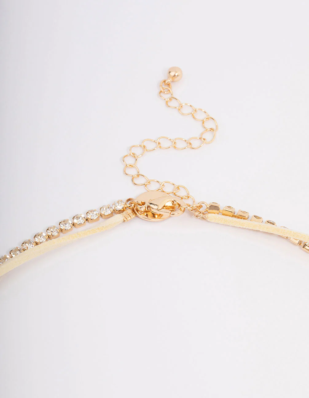 Fabric Flower Diamante Cord Lariat Necklace - Image 3