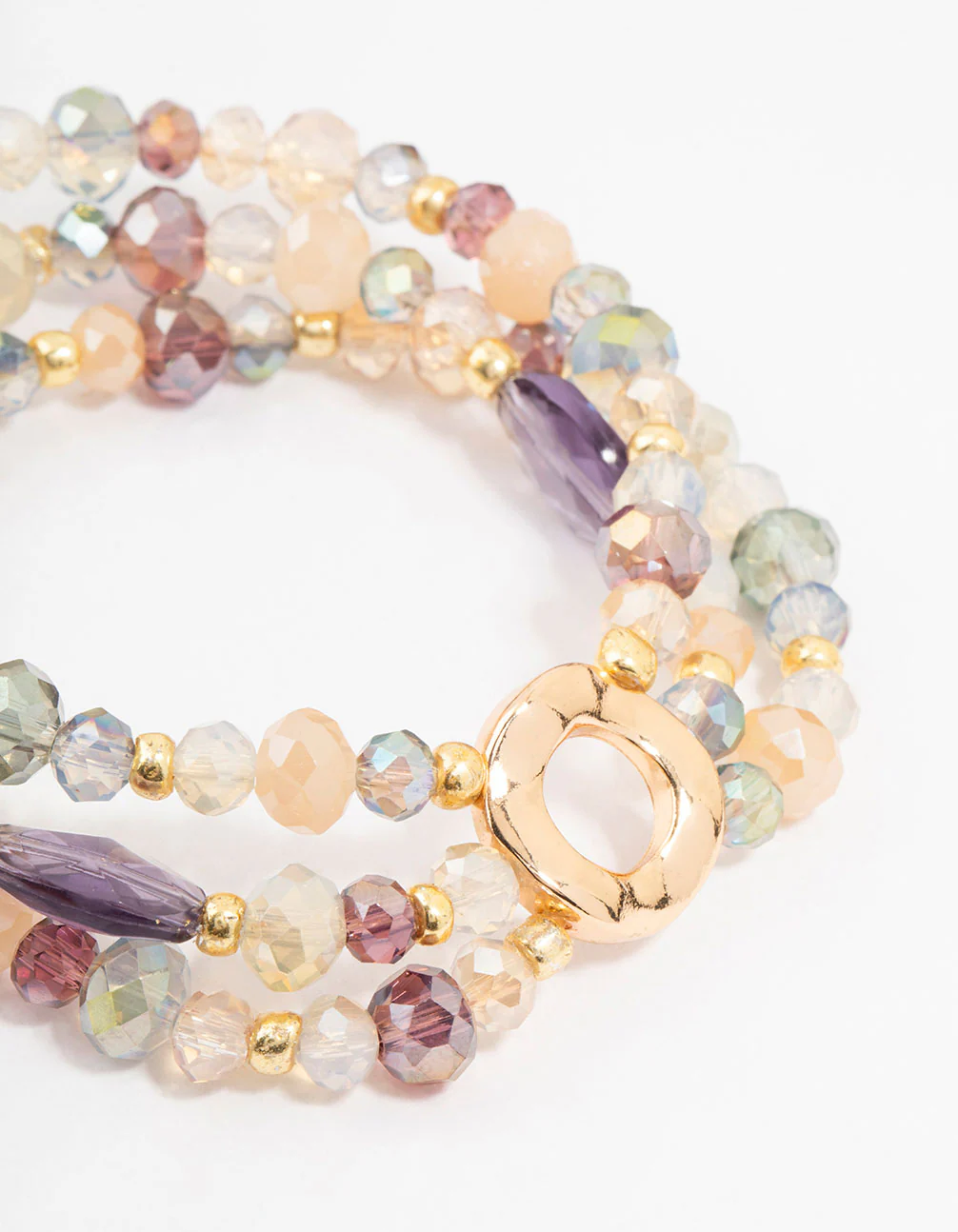 Faceted Bead Layered Stretch Bracelet - Image 2