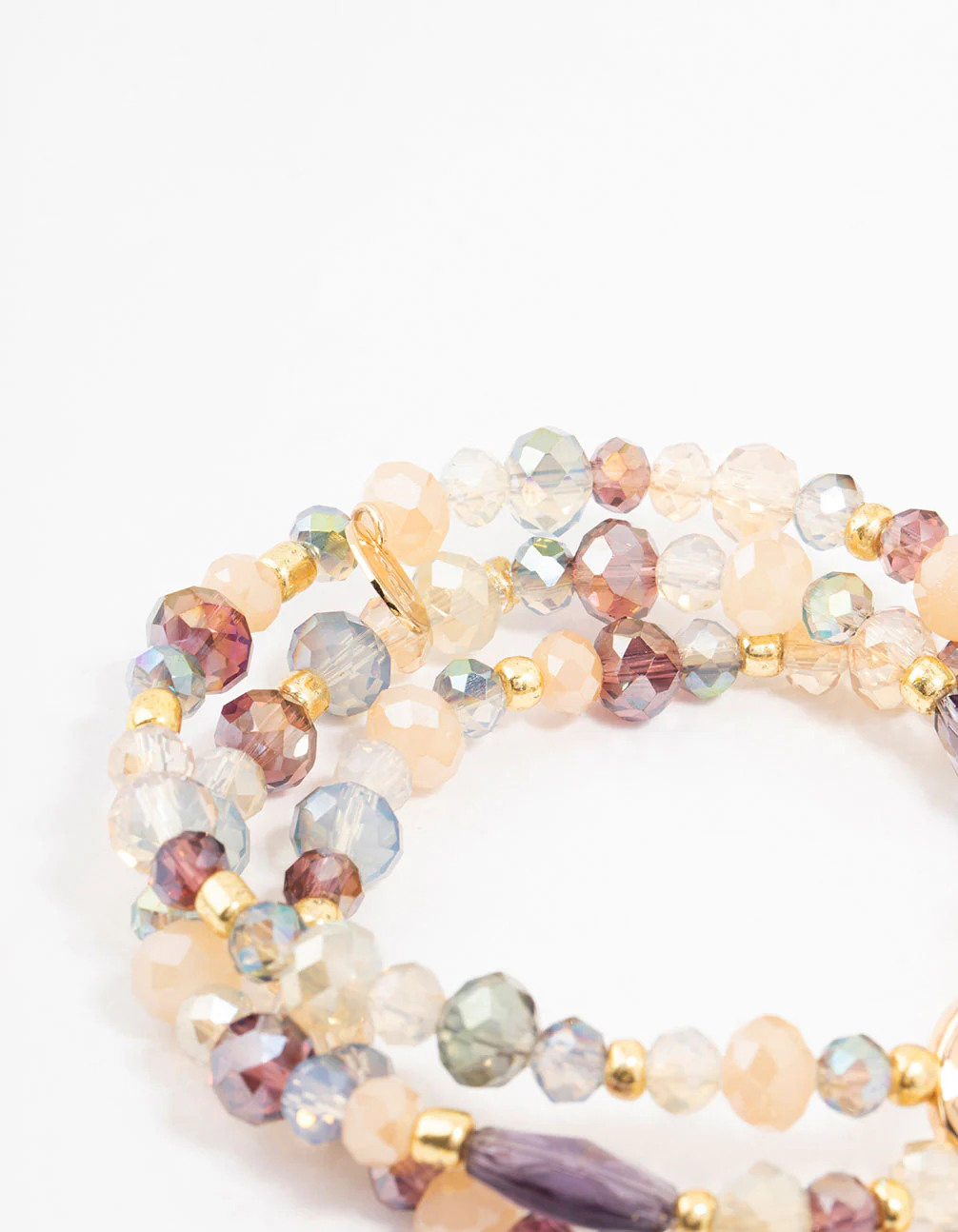 Faceted Bead Layered Stretch Bracelet - Image 3