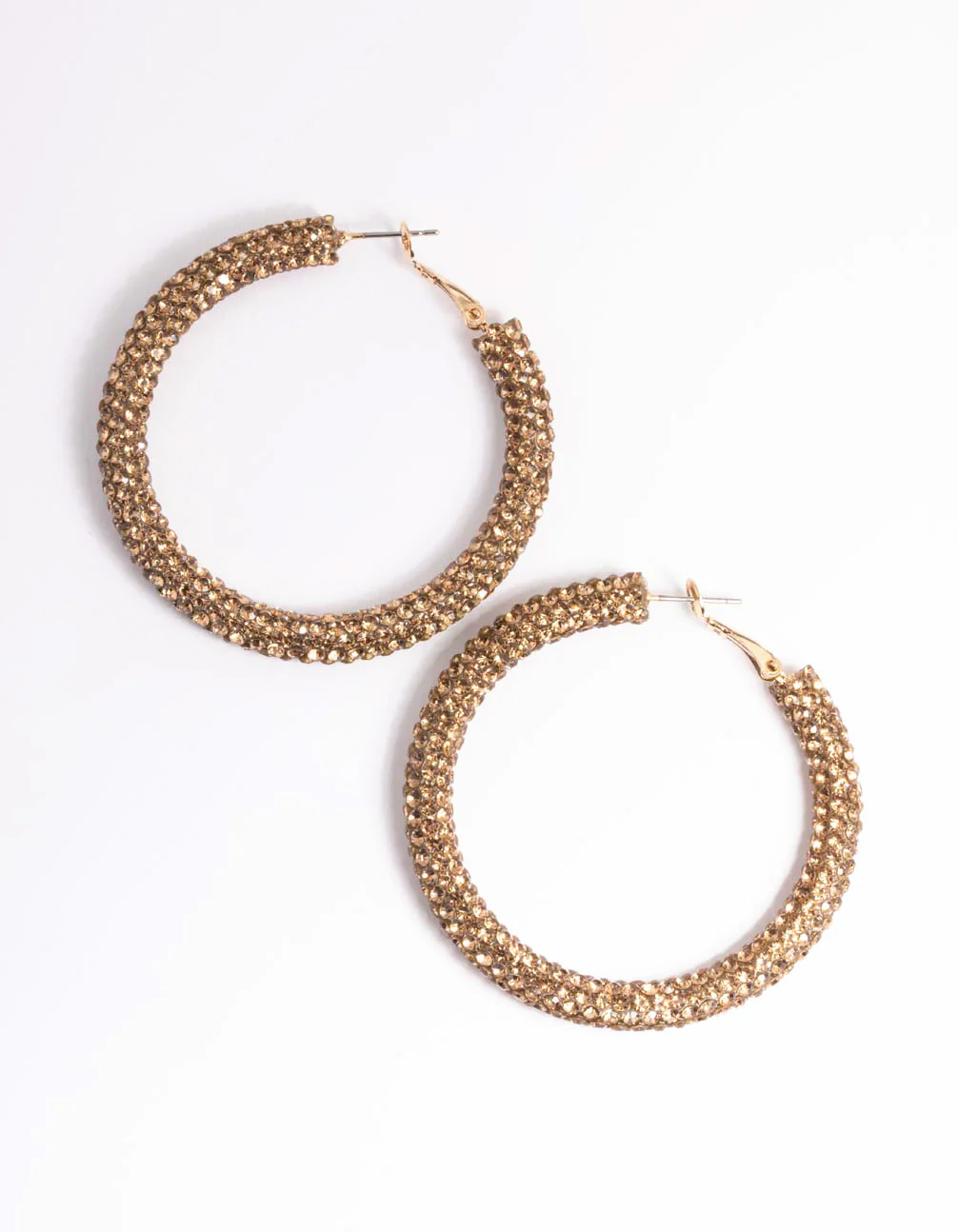 Gold Diamante 40mm Crystal Hoop Earrings - Image 6