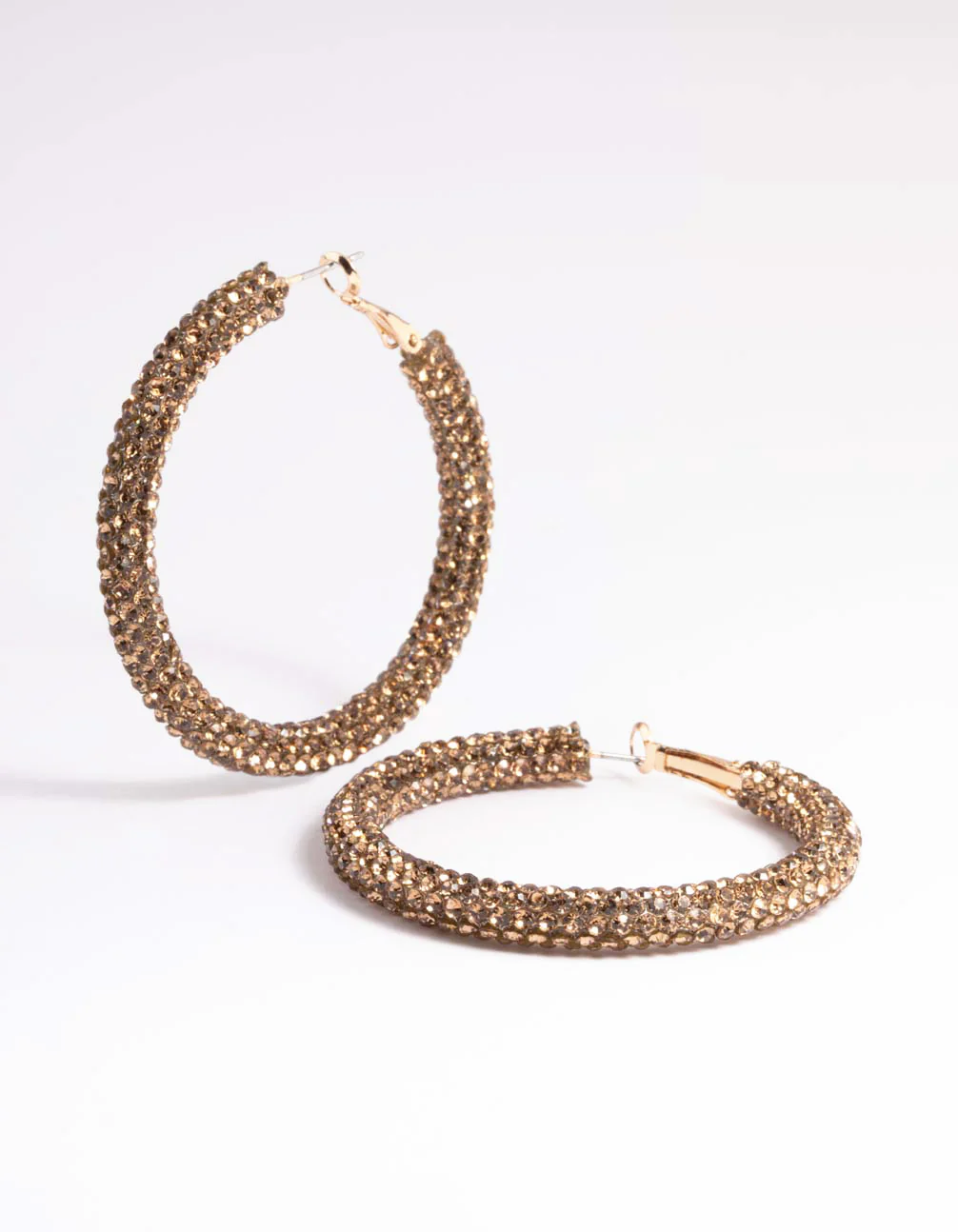 Gold Diamante 40mm Crystal Hoop Earrings - Image 7