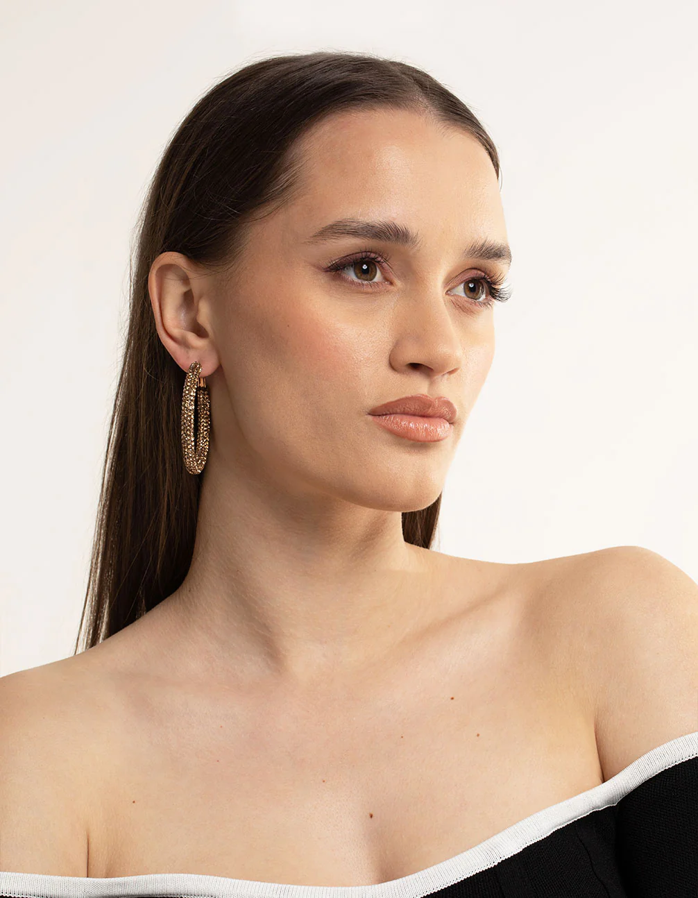 Gold Diamante 40mm Crystal Hoop Earrings - Image 9