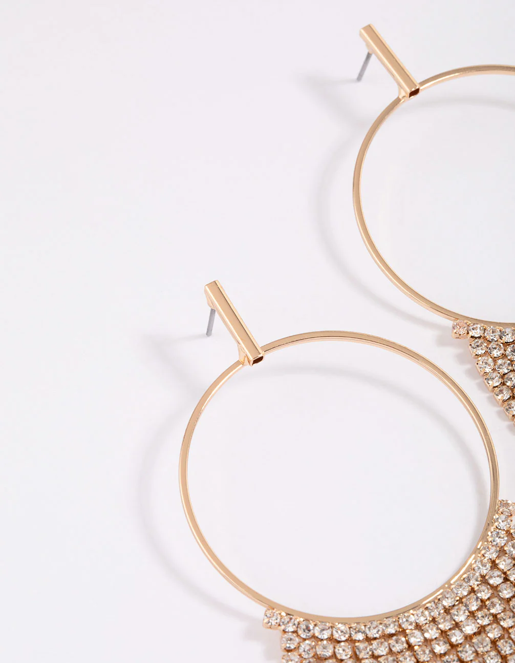 Gold Diamante Drop Cup Chain Earrings - Image 2