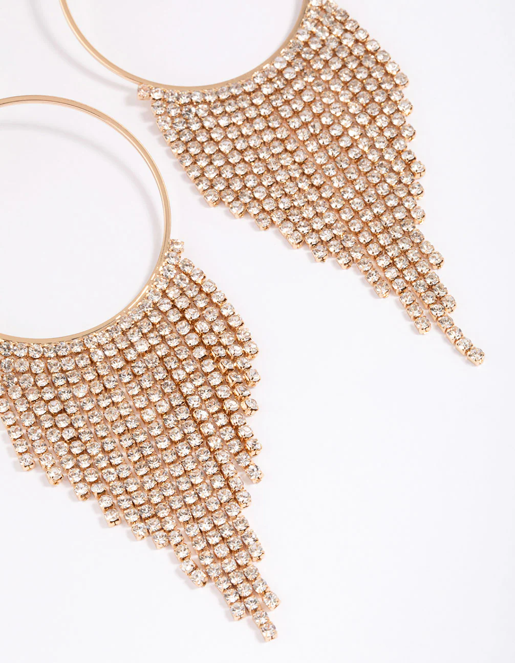 Gold Diamante Drop Cup Chain Earrings - Image 3