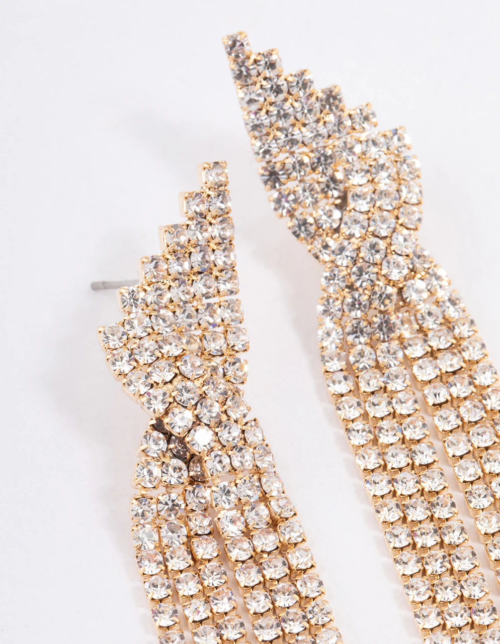Gold Statement Strand Twisted Drop Earrings - Image 2