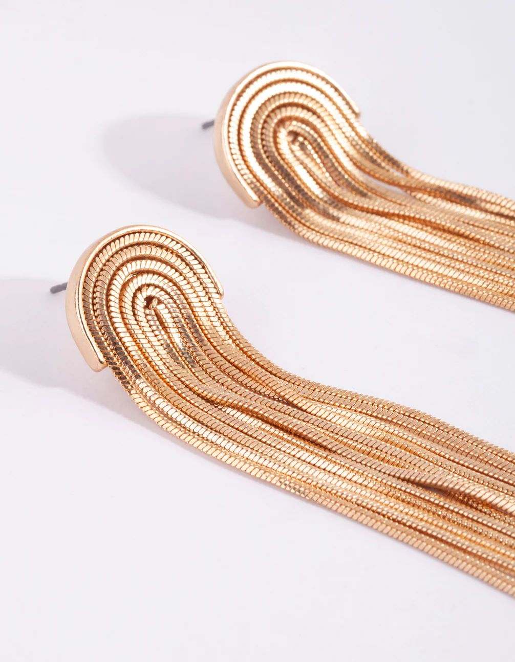 Gold Waterfall Cup Chain Earrings - Image 2