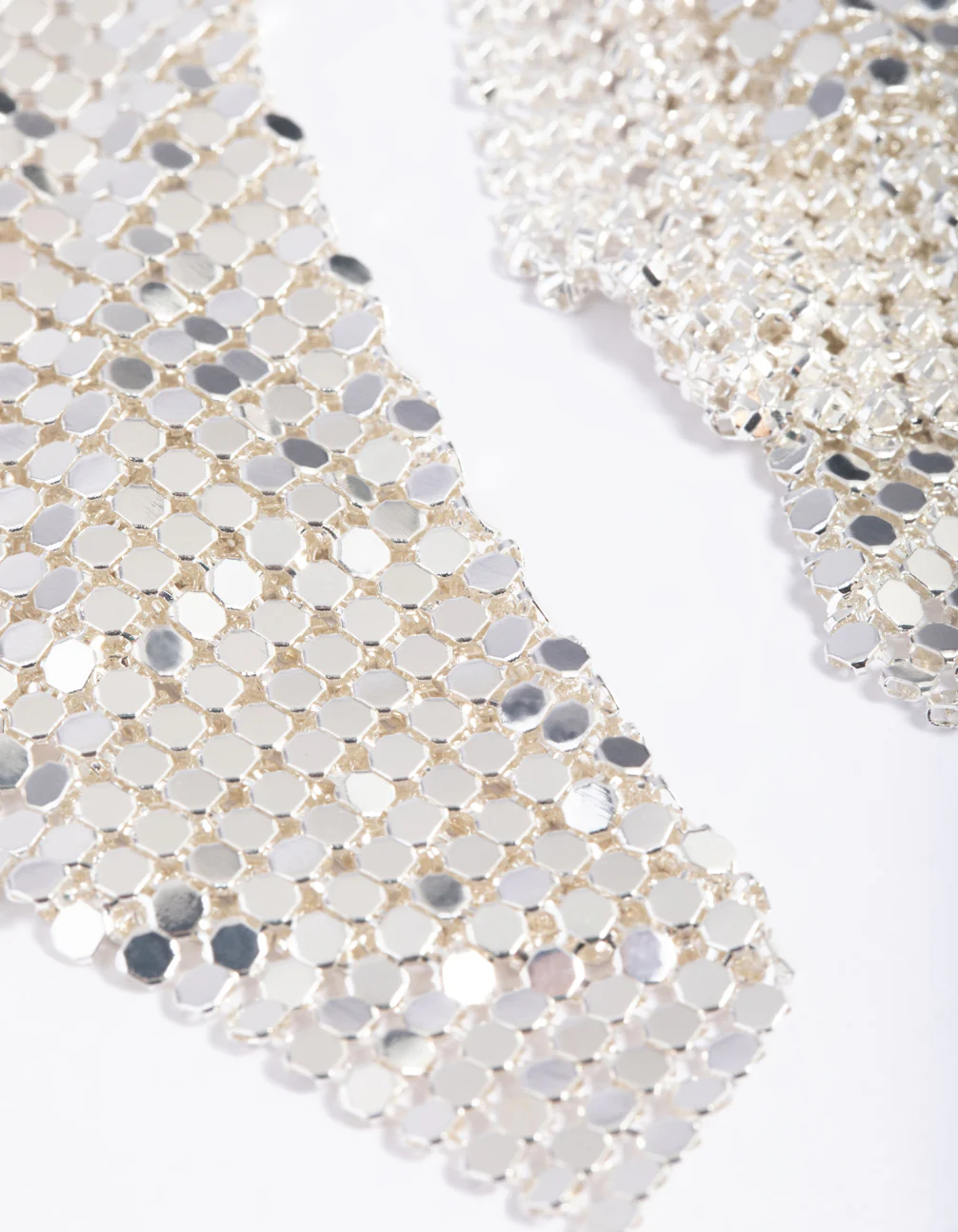 Silver Chain Mail Drop Earrings - Image 4