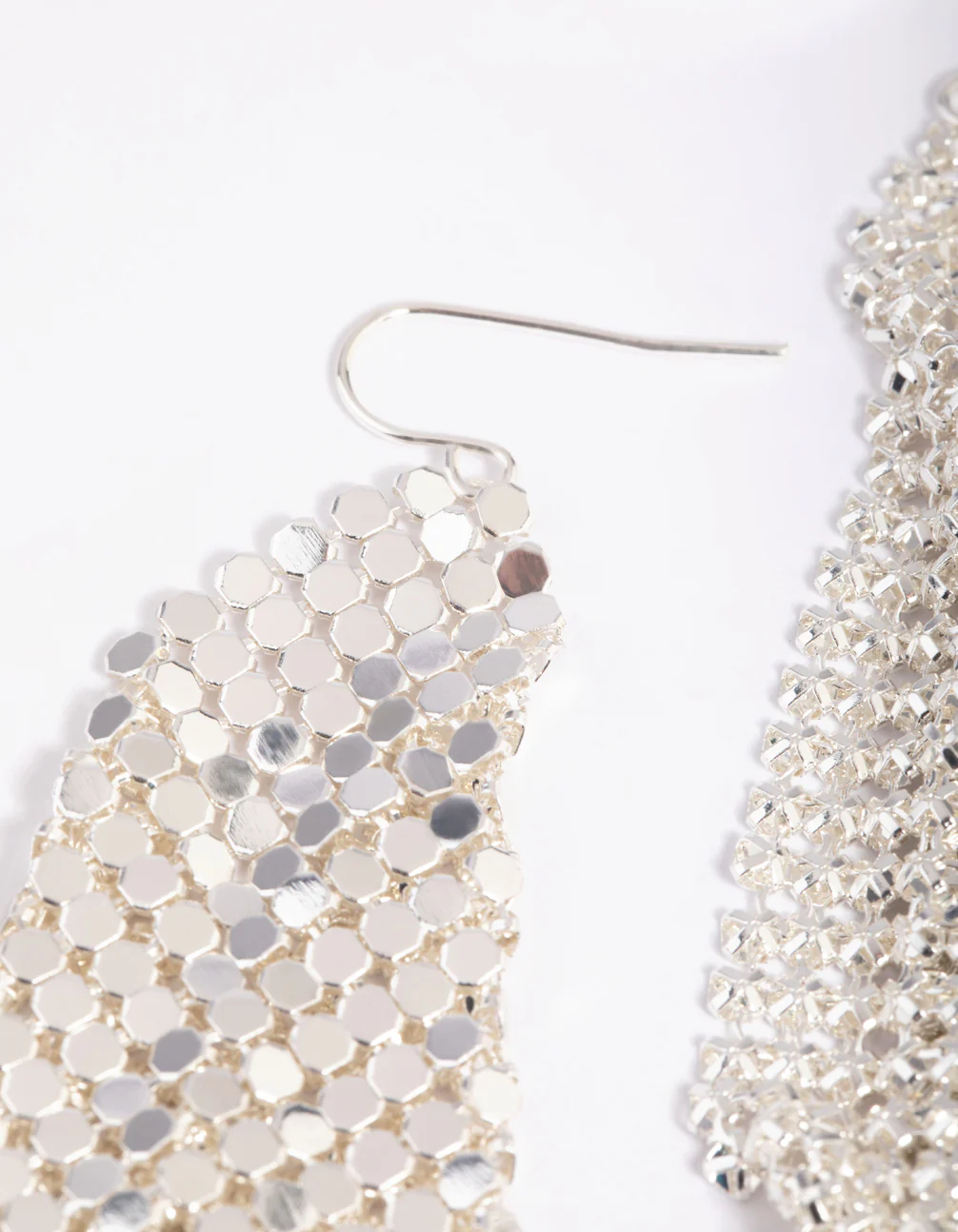 Silver Chain Mail Drop Earrings - Image 8