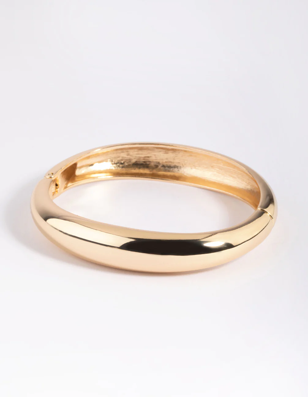 Gold Rounded Hinge Cuff Bracelet - Image 2