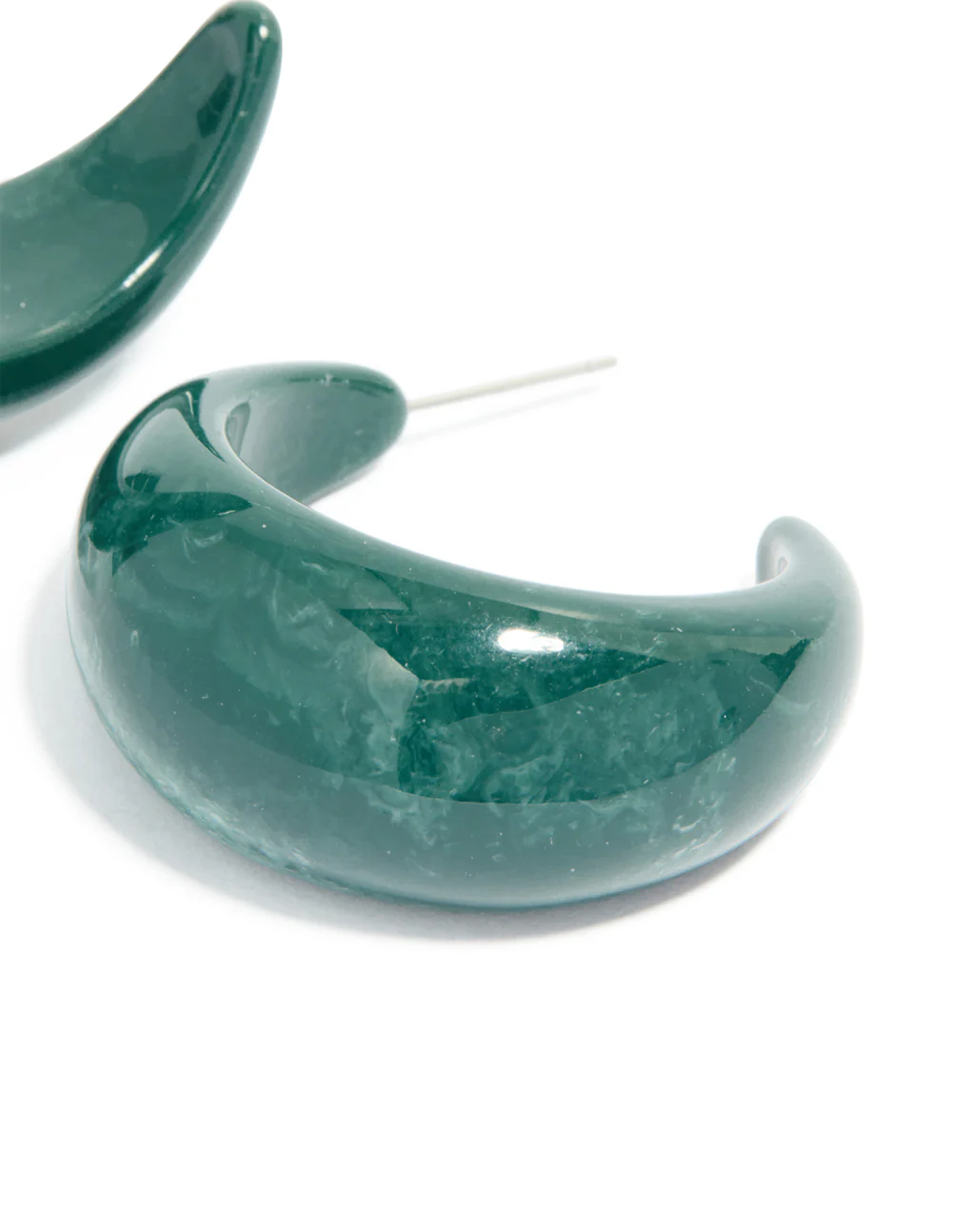 Forest Green Wide Marbled Hoop Earrings - Image 5