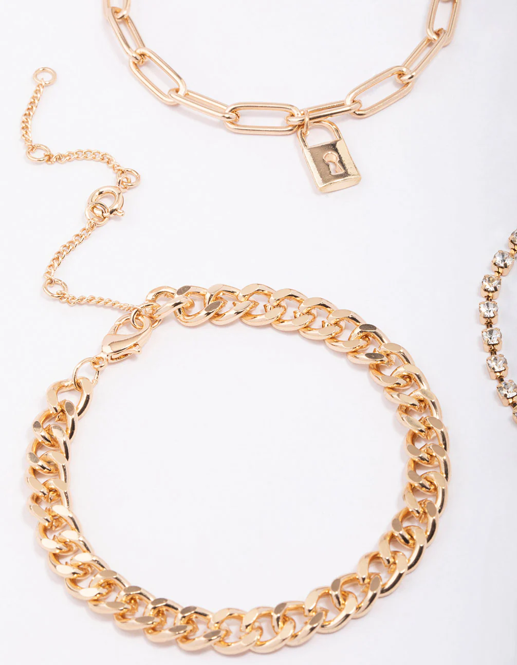 Gold Diamante Locket Anklet & Bracelet - Image 3