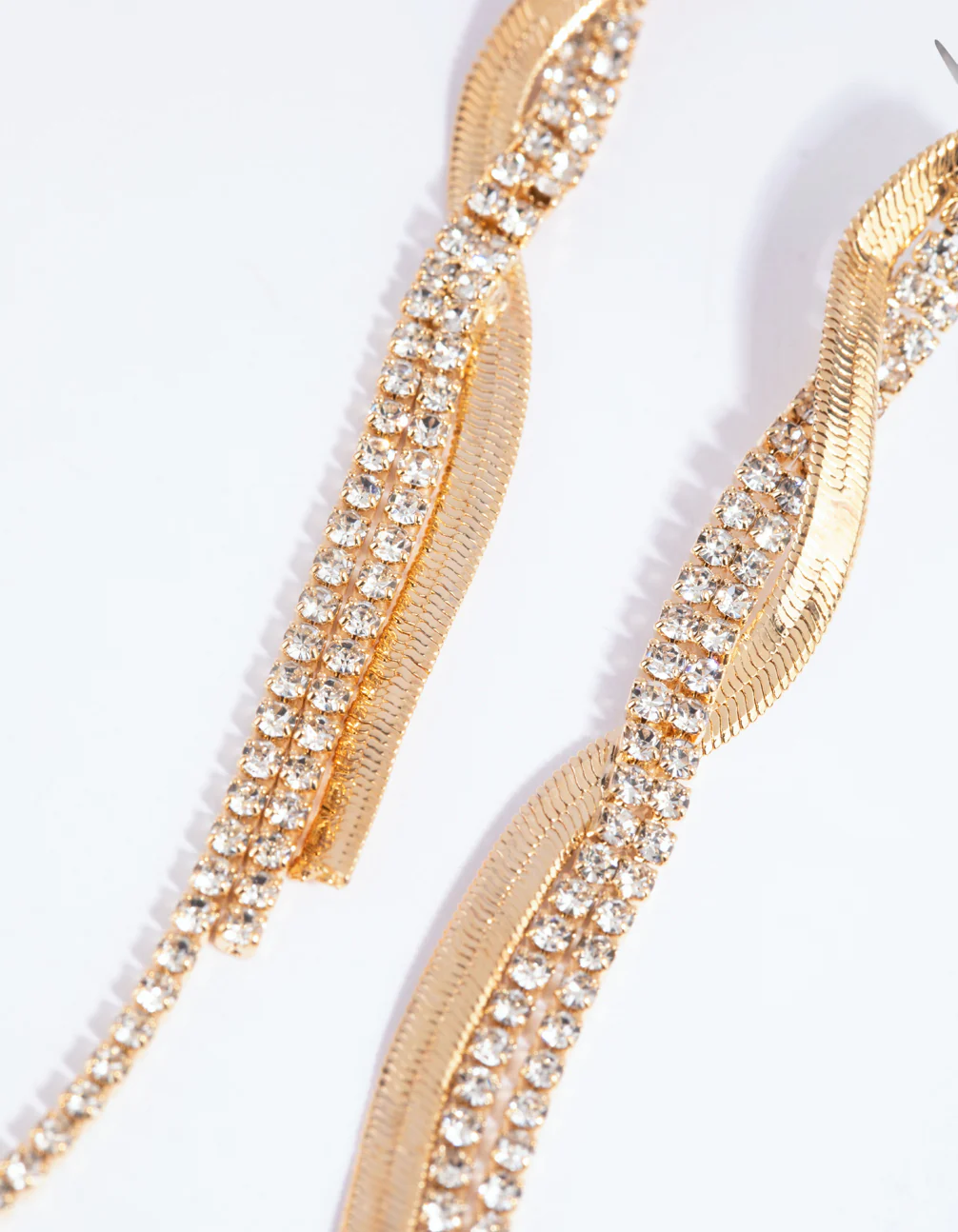 Gold Flat Snake & Cup Chain Drop Earrings - Image 2