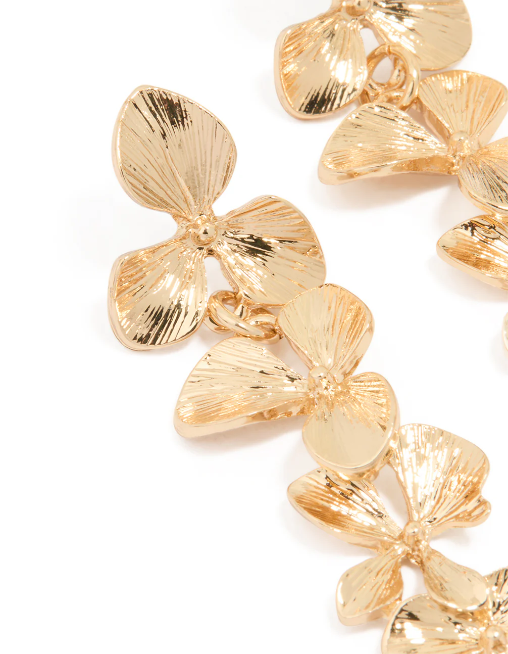 Gold Flower Drop Earrings - Image 3
