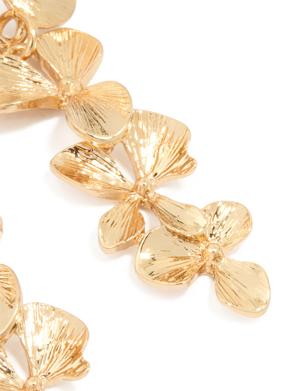 Gold Flower Drop Earrings - Image 4