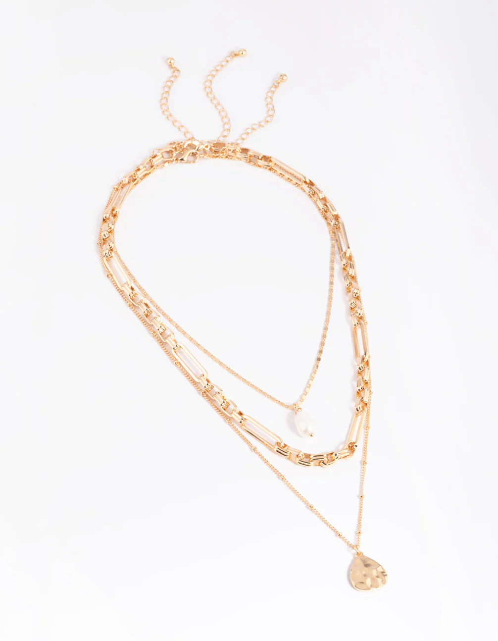 Gold Pearl & Coin Layered Necklace - Image 3