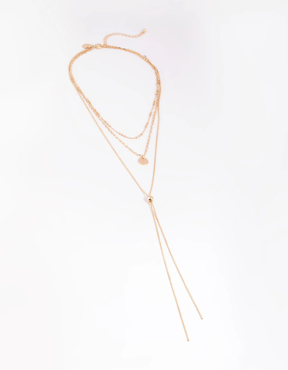 Gold Mixed Metal Disc Pendant Necklace - Image 2