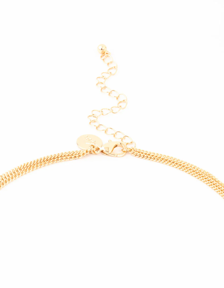 Gold 3 Row Coin Necklace - Image 3