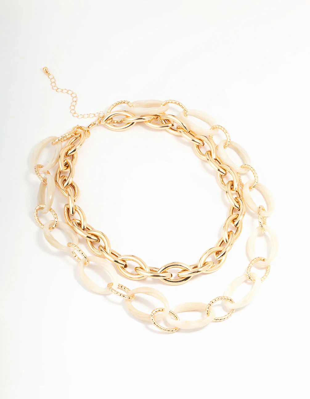 Gold & Acrylic Layered Chain Necklace - Image 2