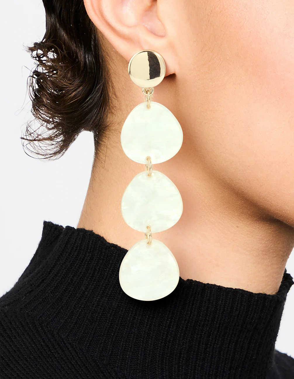 Gold Acrylic Teardrop Earrings - Image 2