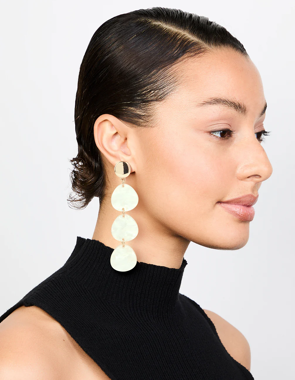 Gold Acrylic Teardrop Earrings - Image 3