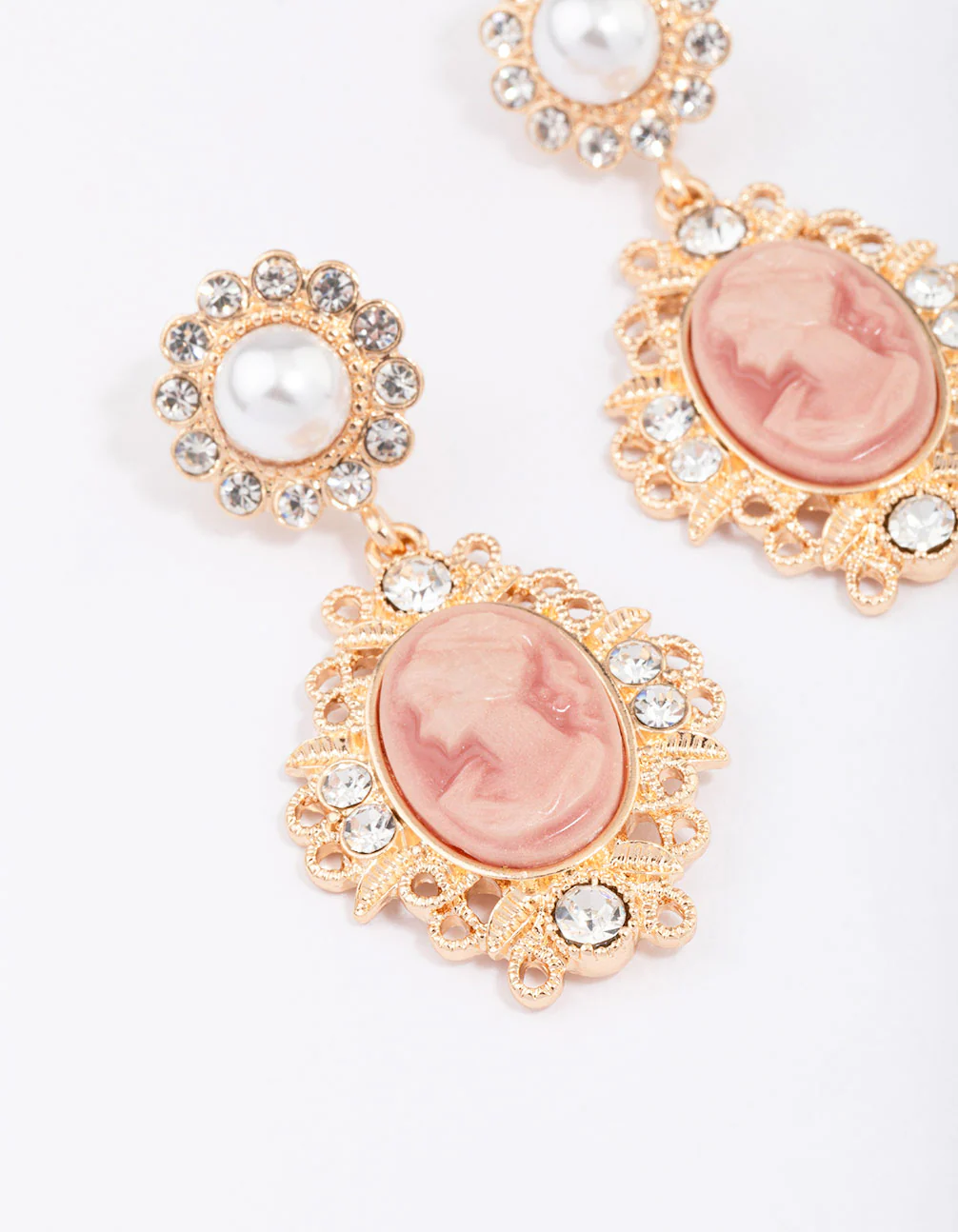 Gold Antique Pearl Drop Earrings - Image 2