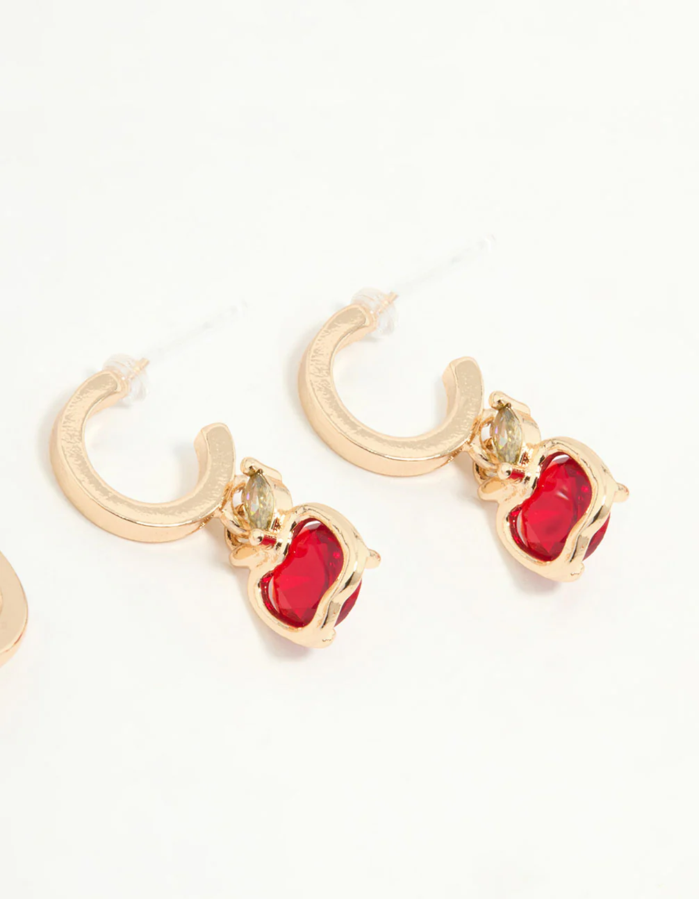 Gold Apple & Cherry Hoop Earrings 3-Pack - Image 5