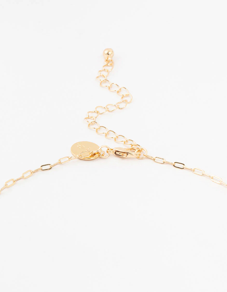 Gold Aqua Semi Precious Turquoise Cross Pendant Necklace - Image 3