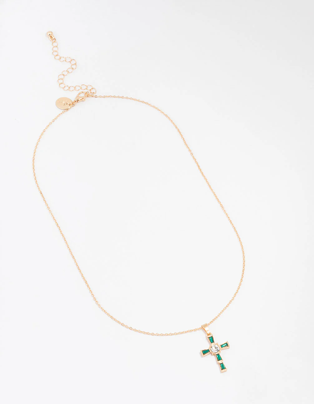Gold Baguette Cross Necklace - Image 2