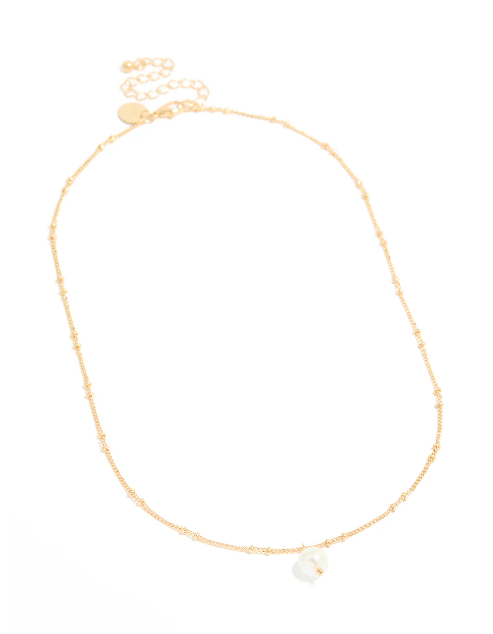 Gold Ball Chain Pearl Necklace - Image 4