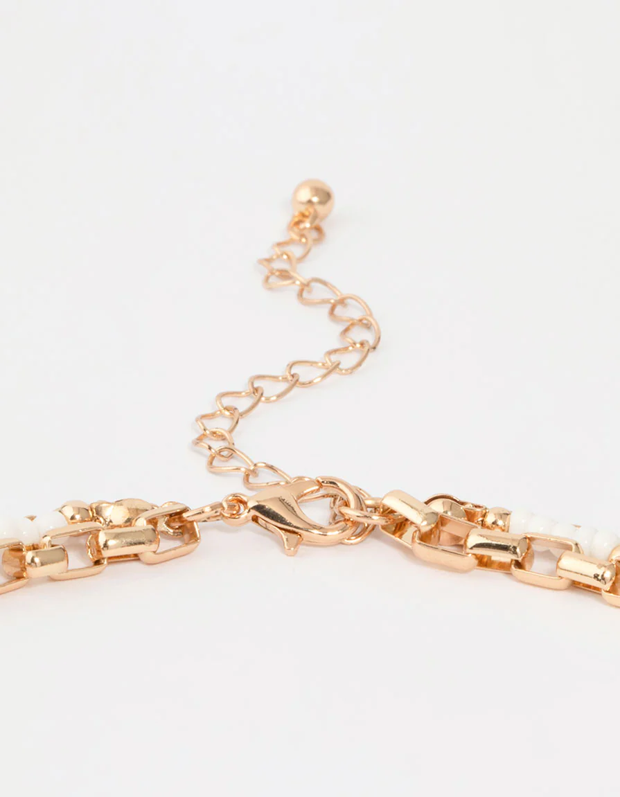 Gold Bead & Tassel Layered Necklace - Image 3