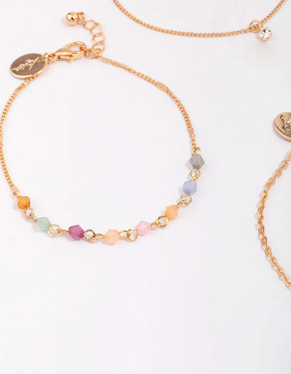 Gold Beaded Coin Bracelet 4-Pack - Image 2