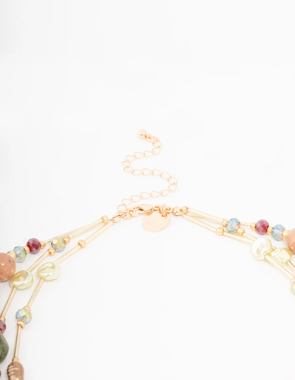 Gold Beaded Mixed Stone Layered Necklace - Image 3