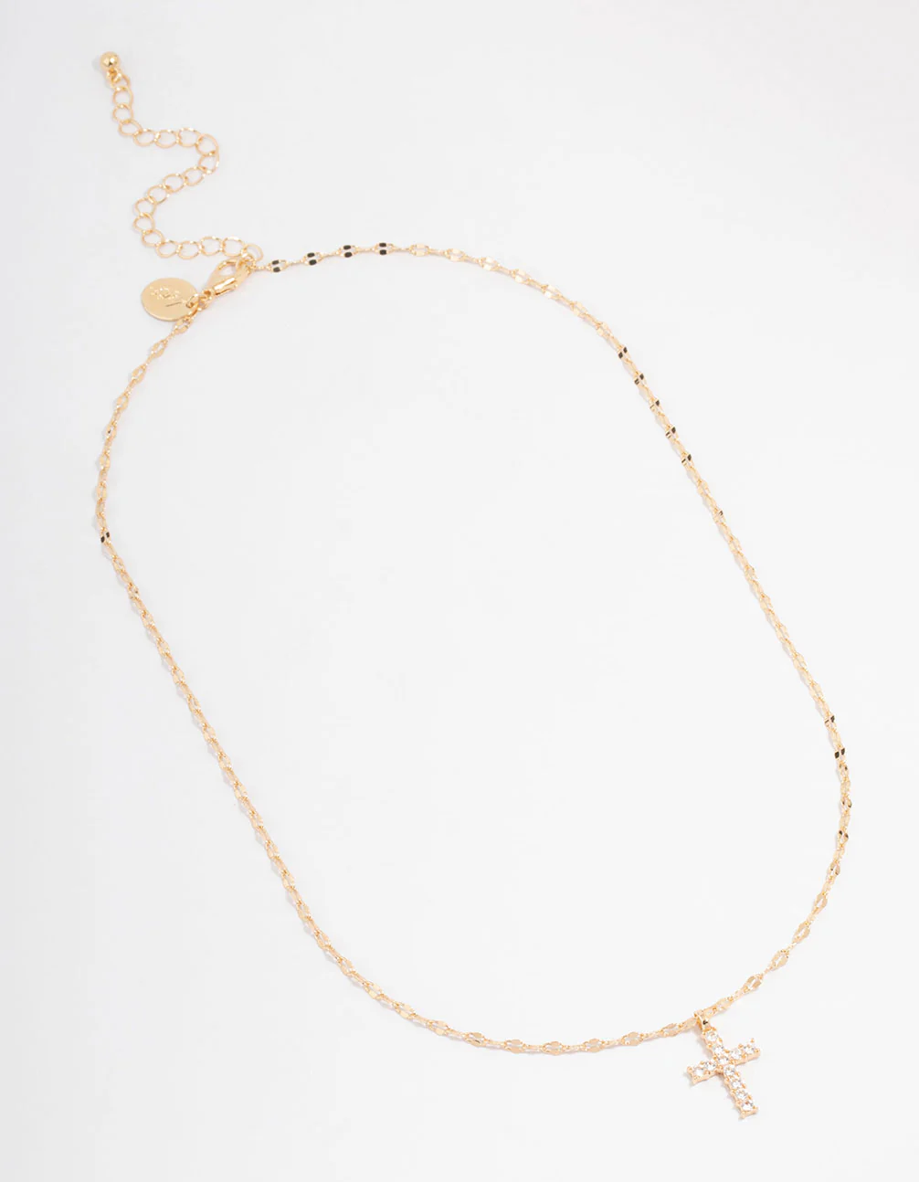 Gold Bezel Diamante Cross Pendant Necklace - Image 3