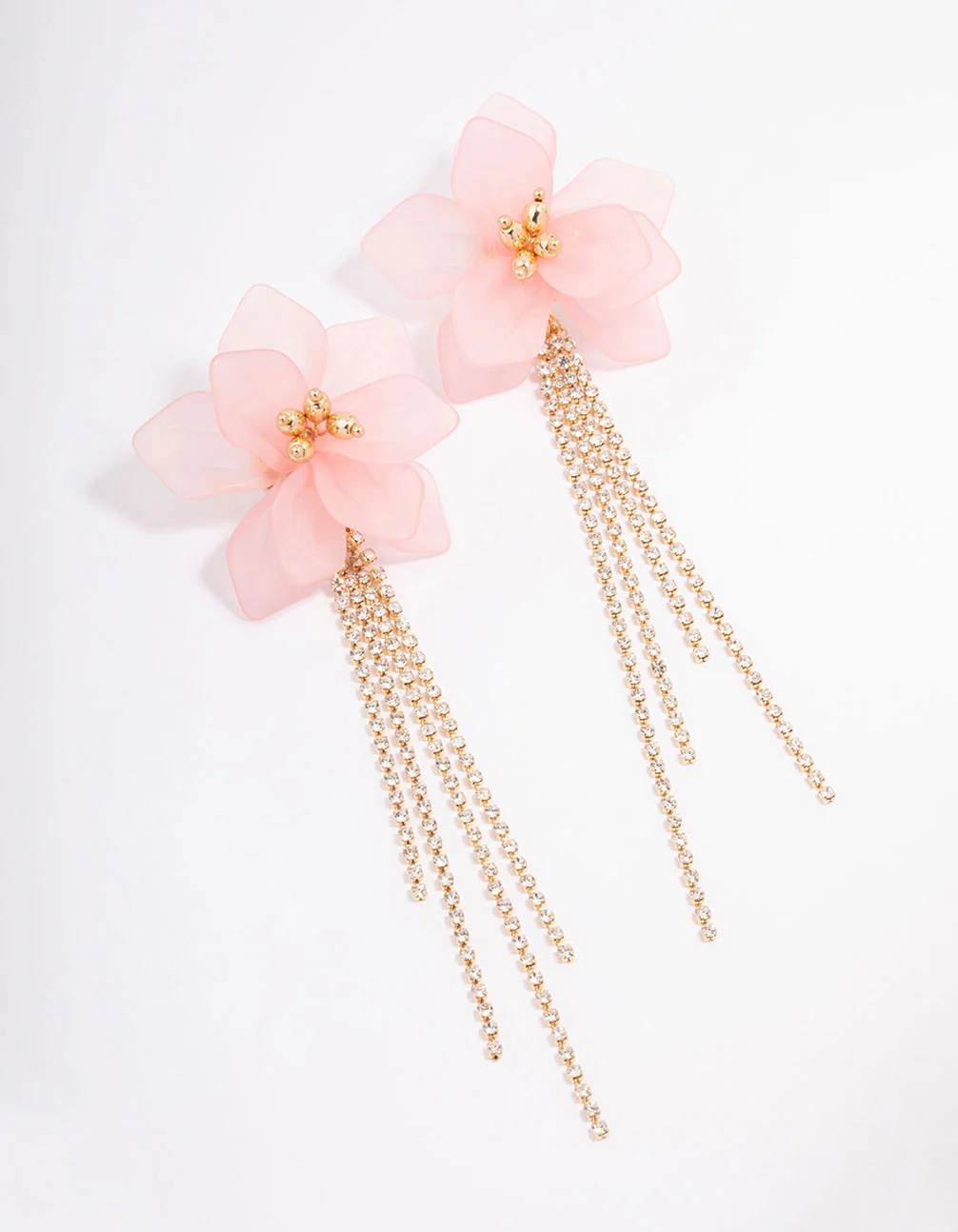Gold Big Flower Cup Chain Drop Earrings