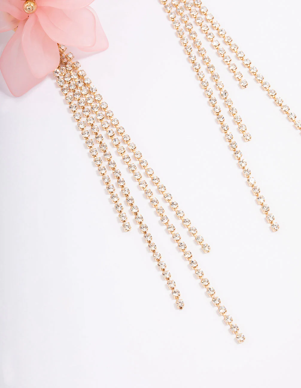 Gold Big Flower Cup Chain Drop Earrings - Image 3