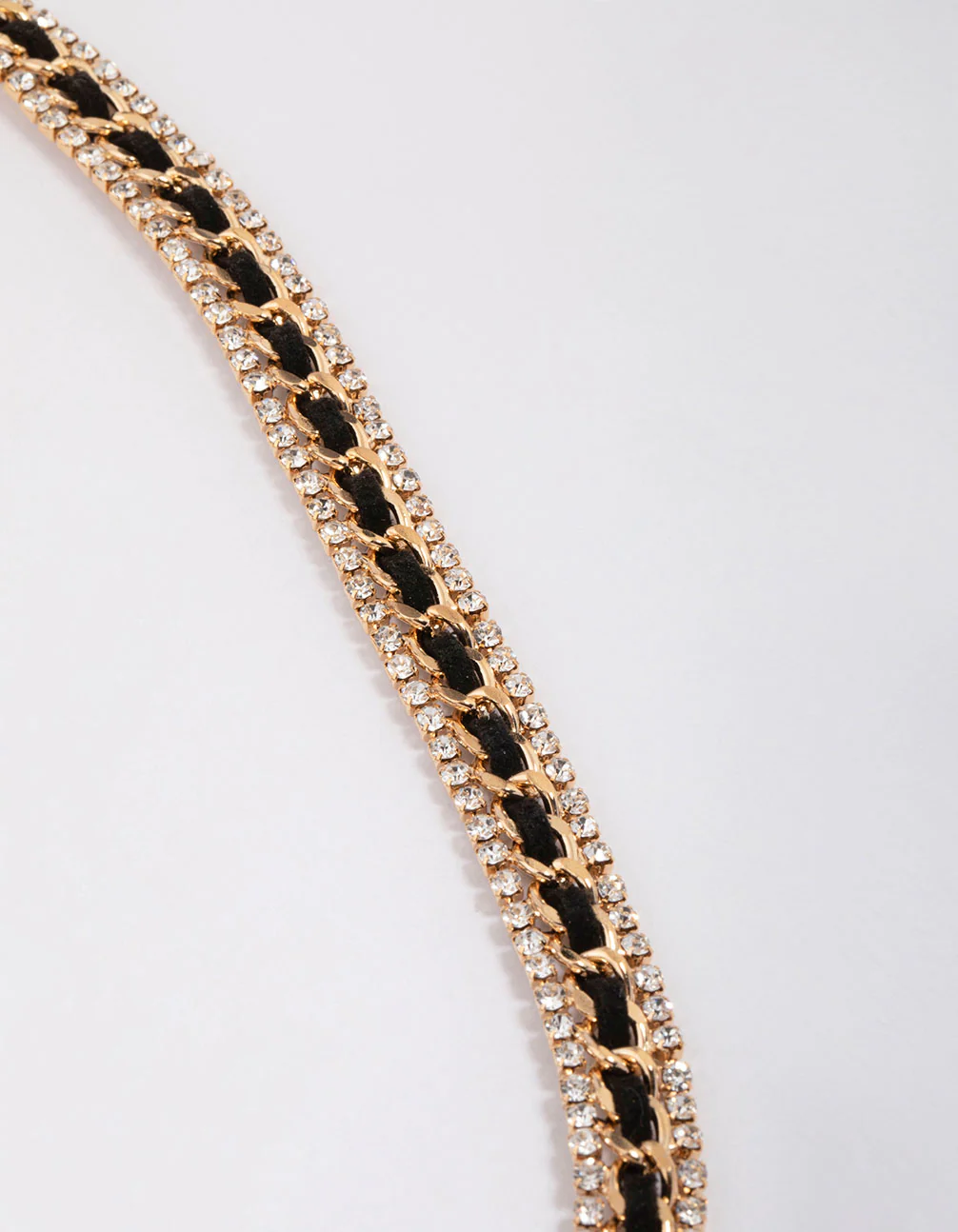 Gold & Black Leather Wrap Necklace - Image 3