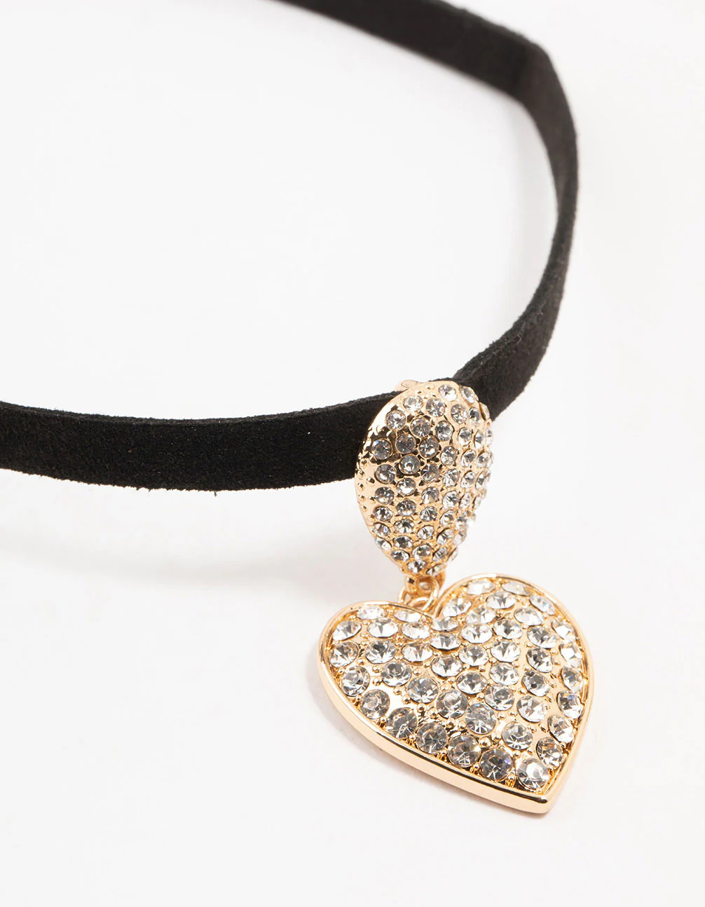Gold & Black Pave Diamante Heart Choker - Image 2