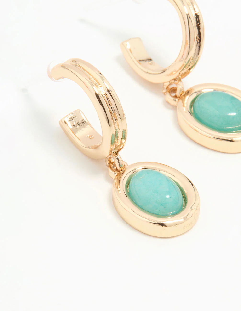 Gold Blue Gem Hoop Earrings - Image 4