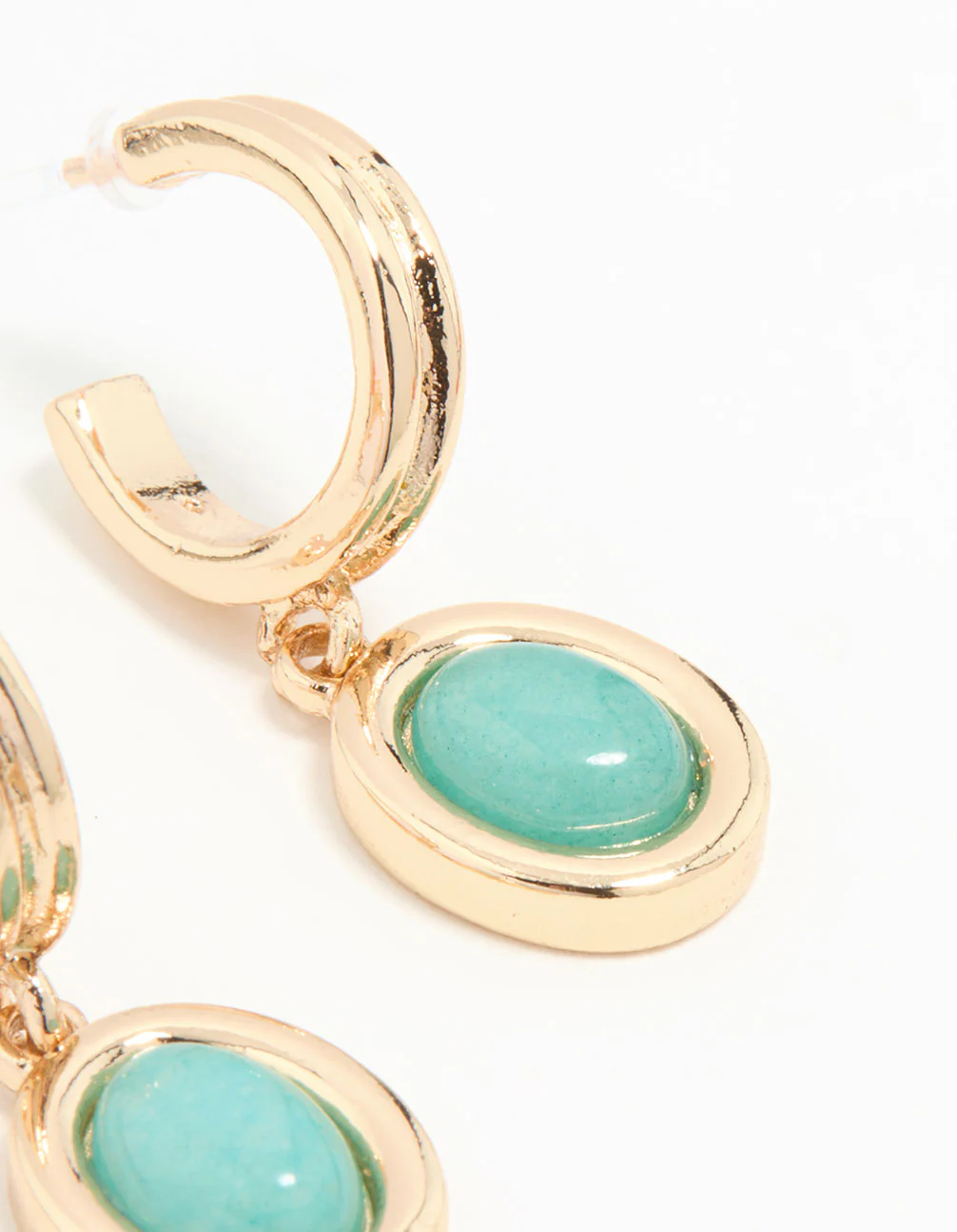 Gold Blue Gem Hoop Earrings - Image 5