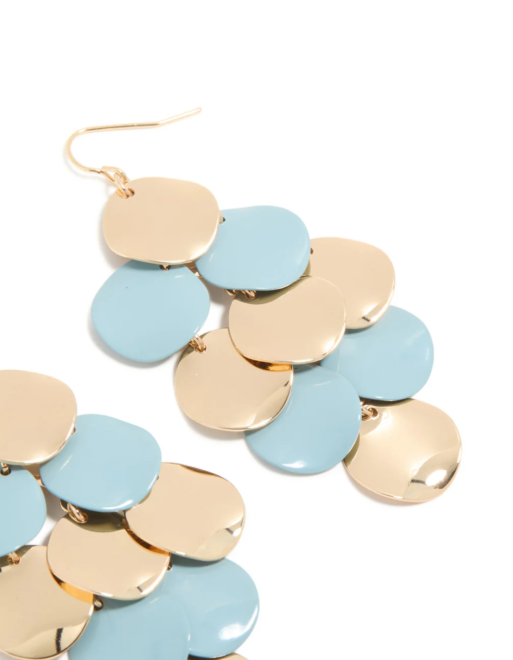 Gold & Blue Layered Disc Drop Earrings - Image 5