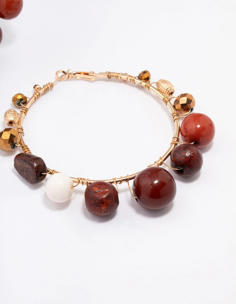 Gold Bold Beaded Wide Hoop Earrings - Image 3