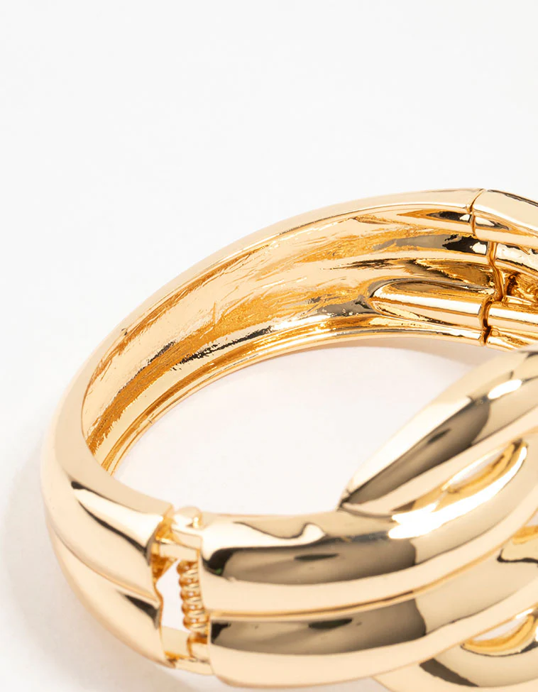 Gold Bold Knotted Bangle - Image 3