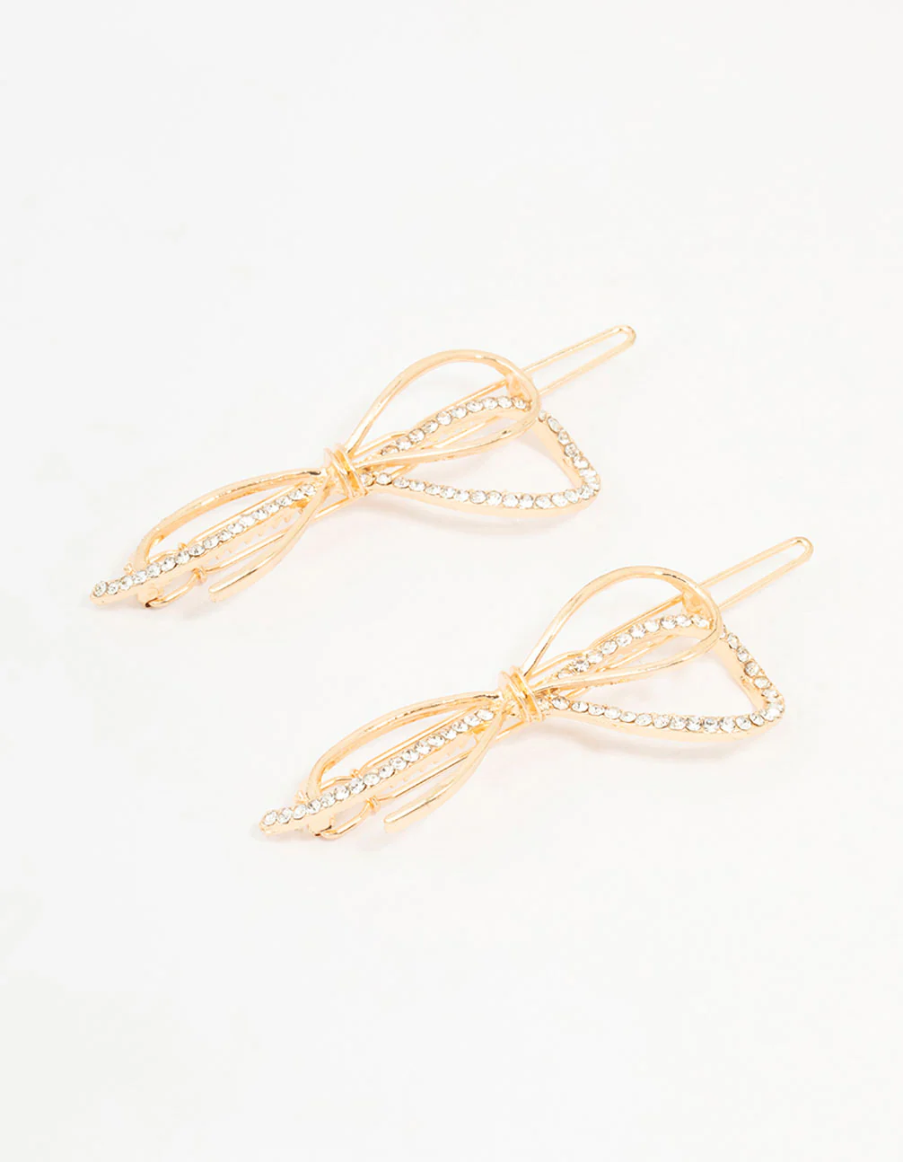 Gold Bow & Diamante Detailing Clips 2-Pack