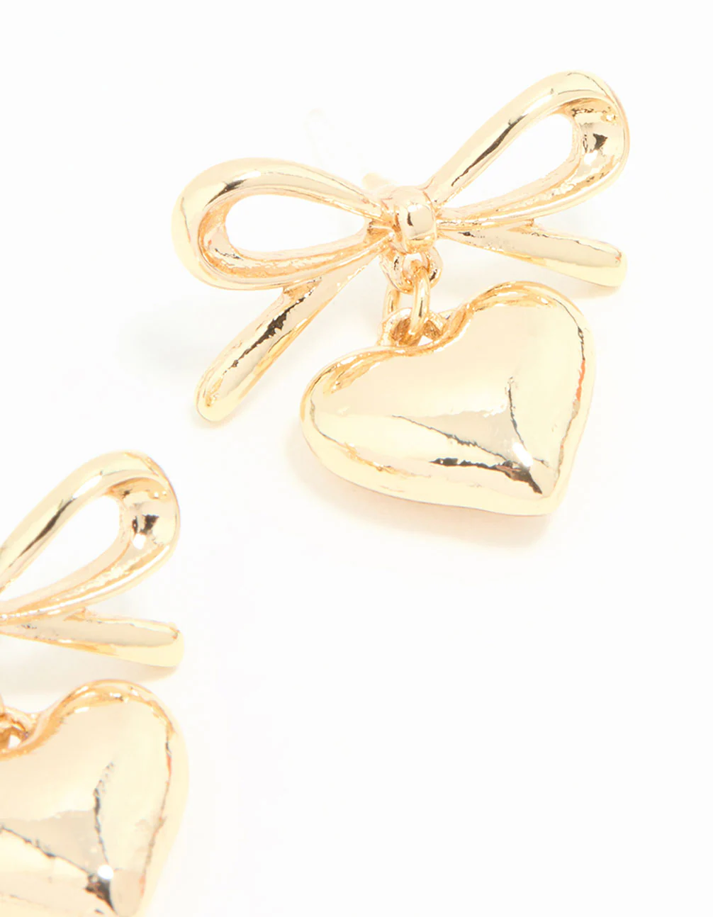 Gold Bow & Heart Stud Earrings - Image 5