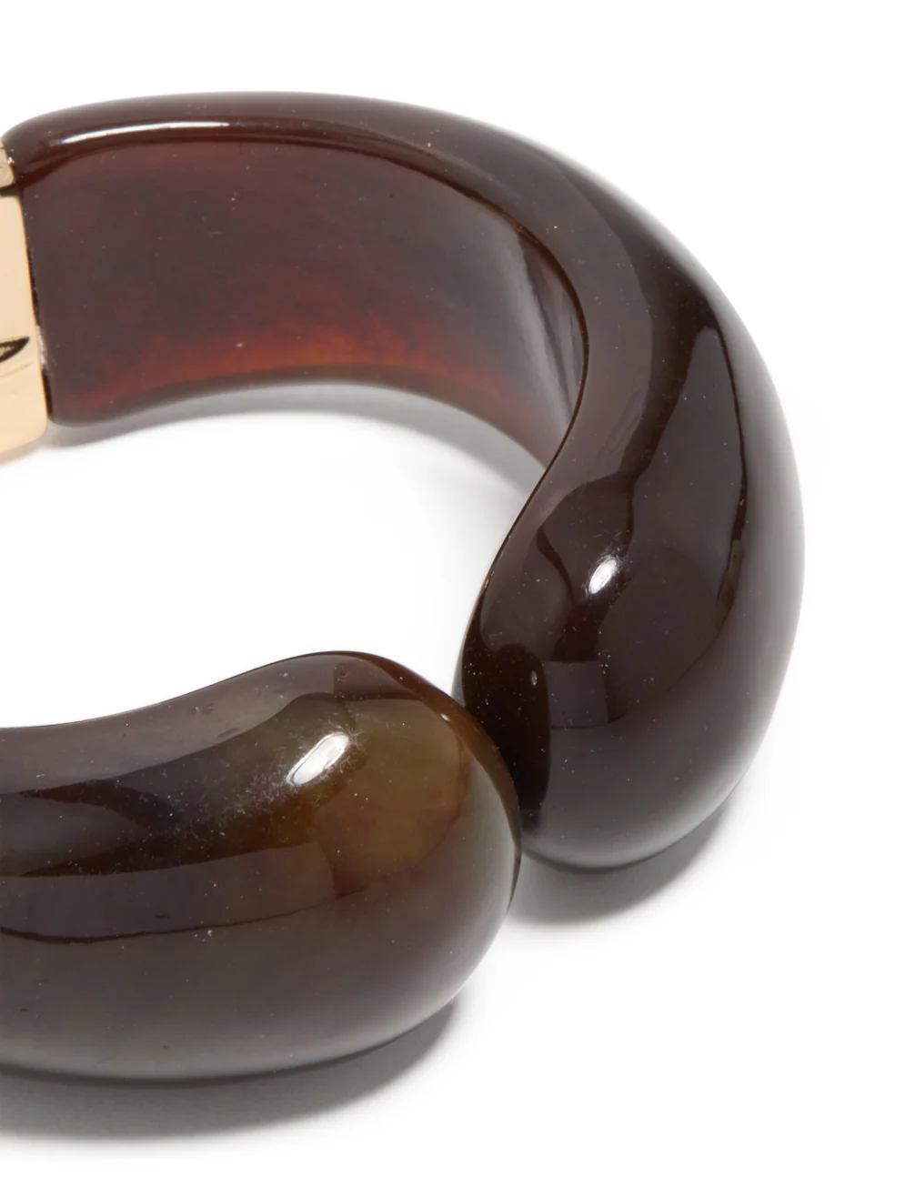 Gold & Brown Resin Open Front Bangle - Image 4