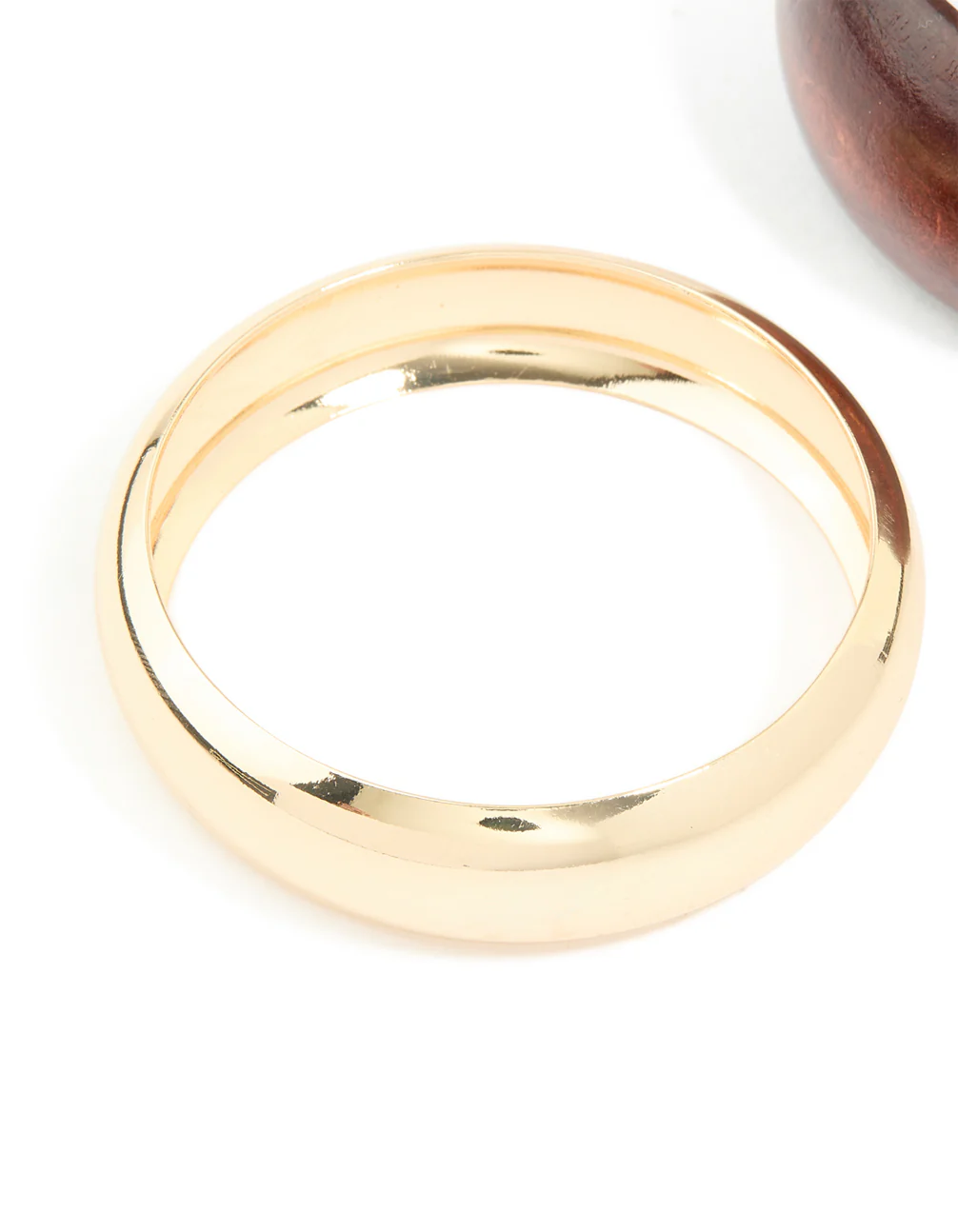Gold & Brown Wood Chunky Bangles 2-Pack - Image 2
